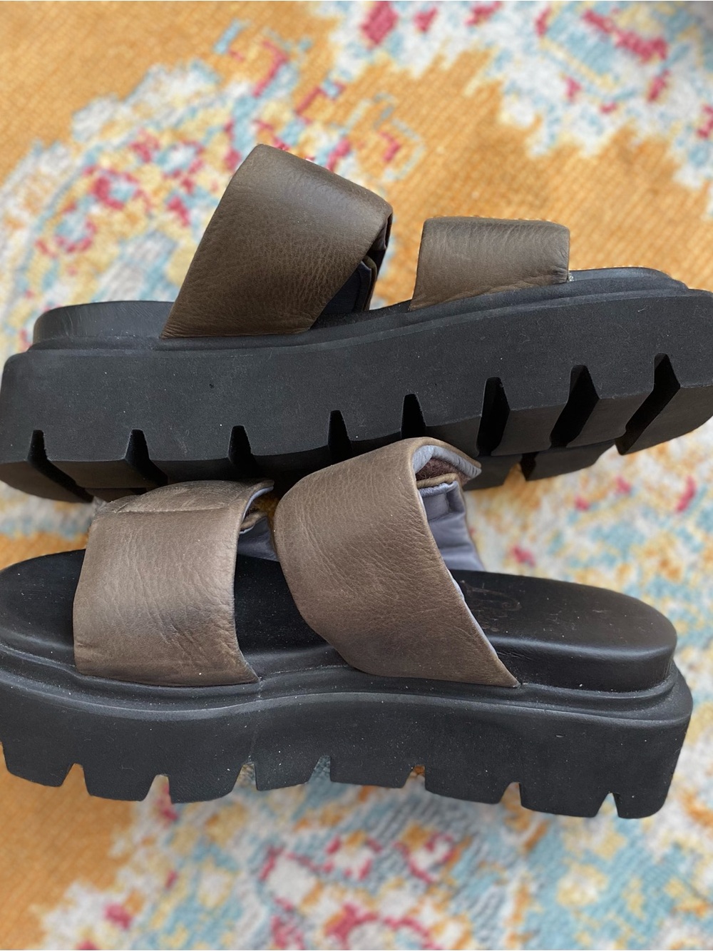 Lofina Italian Leather Chunky Platform Sandals EU 37